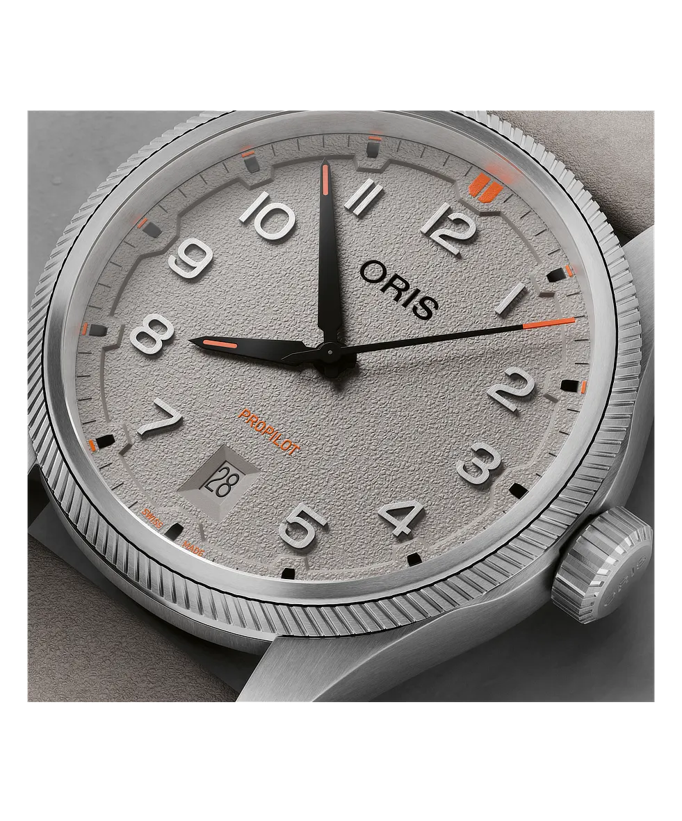 Oris ProPilot Date 41mm Grigio Cinturino Pelle Automatico 01 733 7805 4163-07 6 20 15LC | 41 mm 37727 - Oris ProPilot Date 41mm Grigio Cinturino Pelle Automatico
