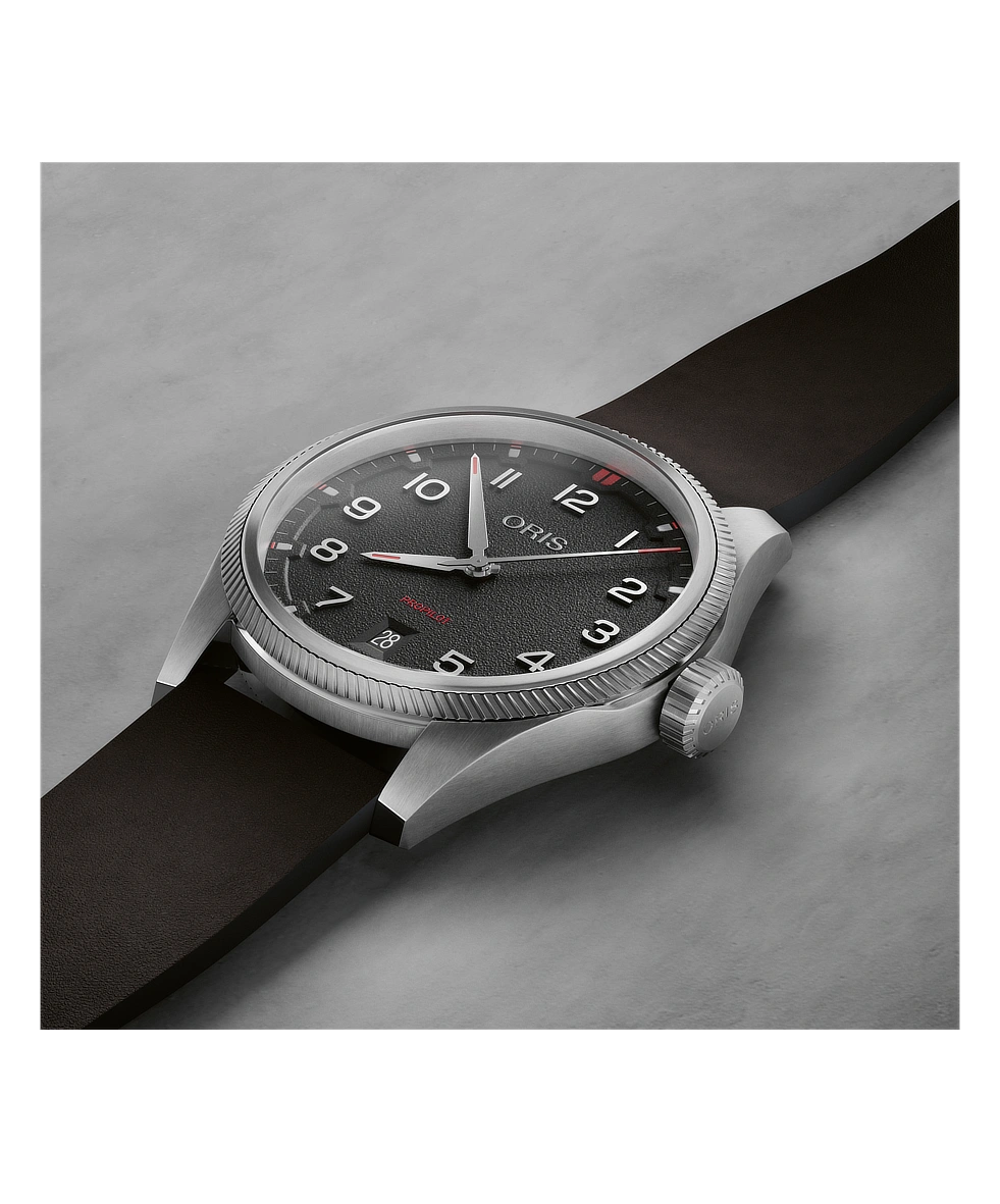 Oris ProPilot Date 41mm Nero Cinturino Pelle Automatico 01 733 7805 4164-07 6 20 14LC | 41 mm 37739 - Oris ProPilot Date 41mm Nero Cinturino Pelle Automatico