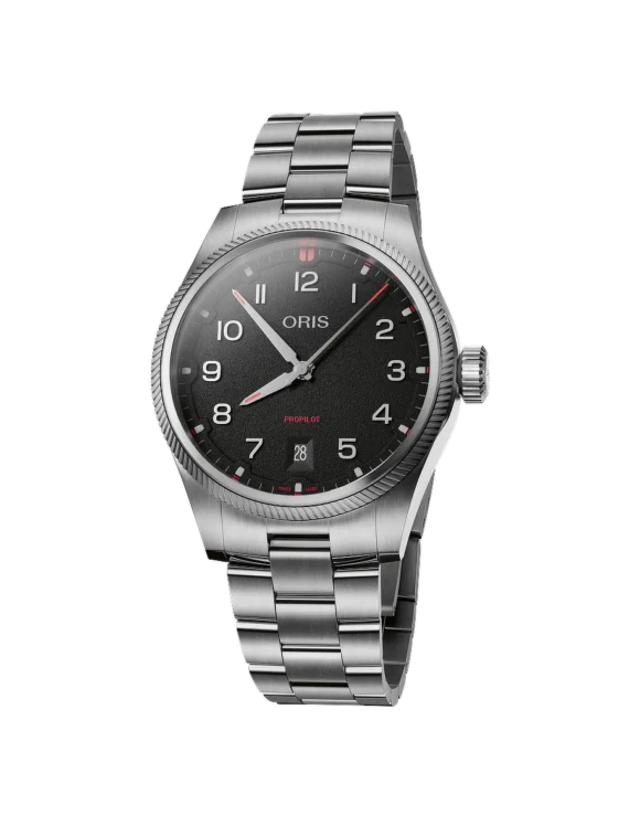 Orologio Oris ProPilot Date 41mm Nero Acciaio Automatico 01 733 7805 4164-07 8 20 04LC - Vista frontale