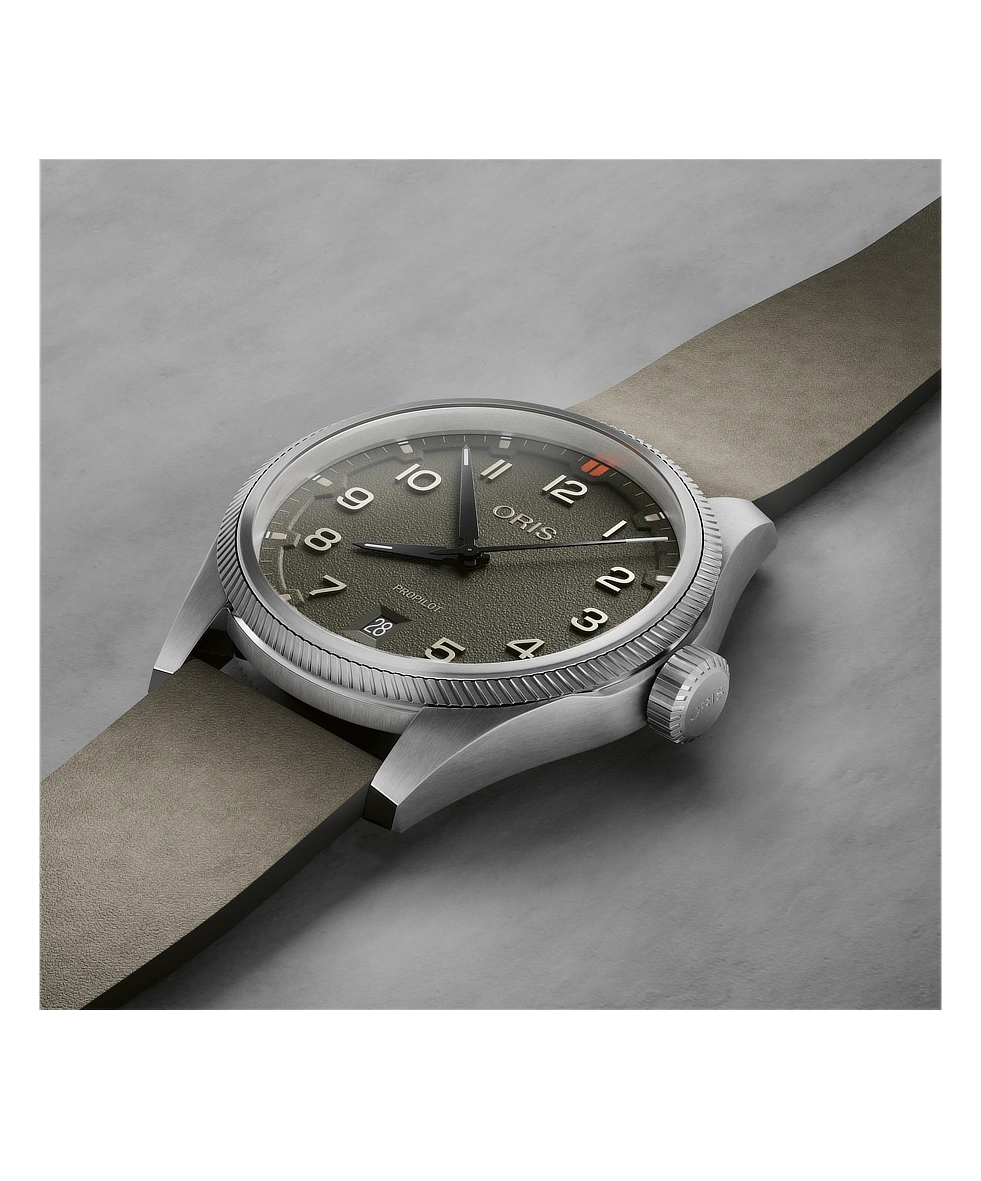 Oris ProPilot Date 41mm Verde Cinturino Pelle Automatico 01 733 7805 4167-07 6 20 16LC | 41 mm 37734 - Oris ProPilot Date 41mm Verde Cinturino Pelle Automatico