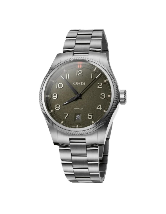 Orologio Oris ProPilot Date 41mm Verde Acciaio Automatico 01 733 7805 4167-07 8 20 04LC - Vista frontale
