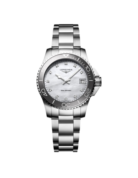Orologio Longines Hydroconquest Donna Madreperla e Diamanti 32mm Acciaio L3-370-4-87-6 - Vista frontale