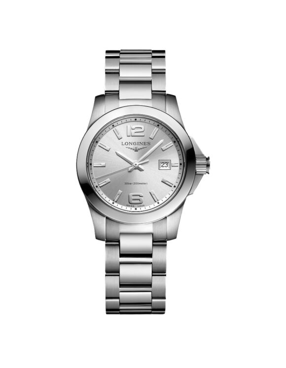 Orologio Longines Conquest Donna Argento 29.5mm Acciaio Quarzo L3-376-4-76-6 - Vista frontale