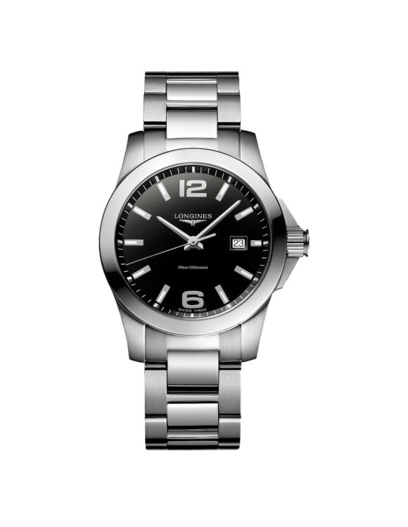 Orologio Longines Conquest Donna Nero 34mm Acciaio Quarzo L3-377-4-58-6 - Vista frontale