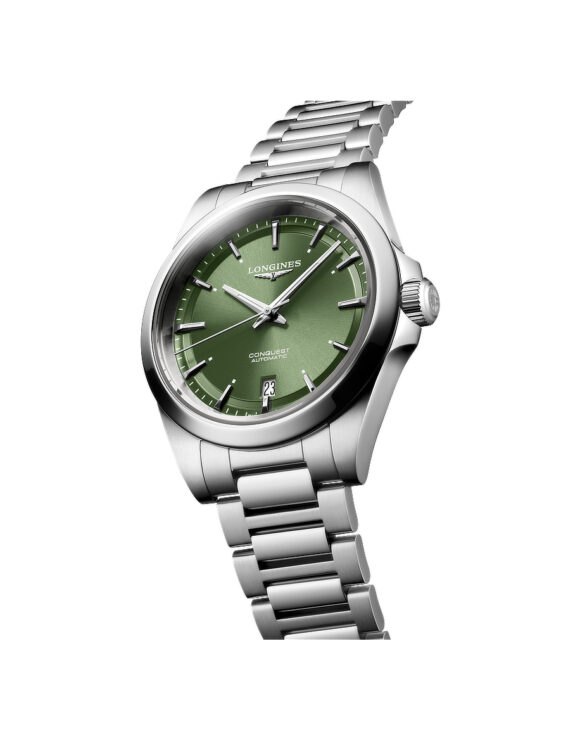 Vista angolata Orologio Longines Conquest 38mm Verde Acciaio Automatico L3-720-4-02-6