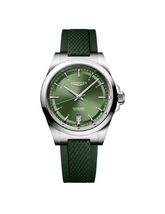 Orologio Longines Conquest 38mm Verde Gomma Automatico L3-720-4-02-9 - Vista frontale