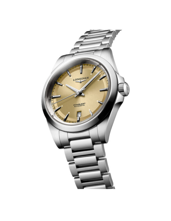 Vista angolata Orologio Longines Conquest 38mm Champagne Acciaio Automatico L3-720-4-62-6