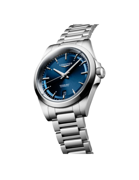Vista angolata Orologio Longines Conquest 38mm Blu Acciaio Automatico L3-720-4-92-6