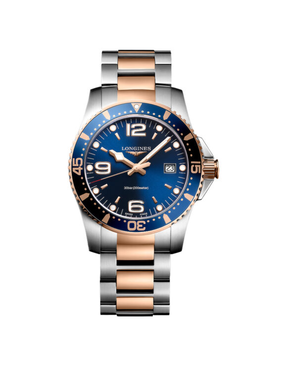 Orologio Longines Hydroconquest Bicolore Rosa Blu 41mm Quarzo Lunetta Alluminio L3-740-3-98-7 - Vista frontale