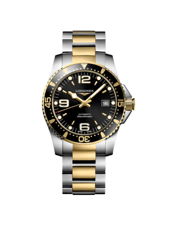 Orologio Longines Hydroconquest Bicolore Giallo Nero 41mm Automatico Lunetta Alluminio L3-742-3-56-7 - Vista frontale