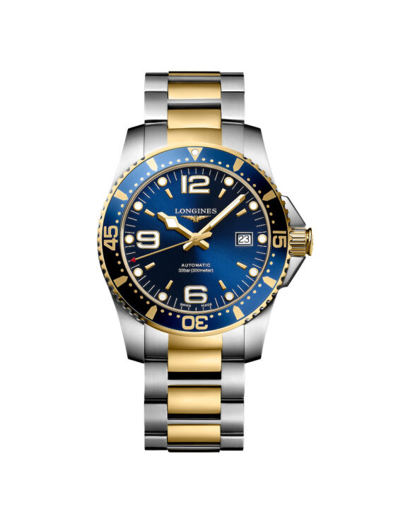 Orologio Longines Hydroconquest Bicolore Giallo Blu 41mm Automatico Lunetta Alluminio L3-742-3-96-7 - Vista frontale