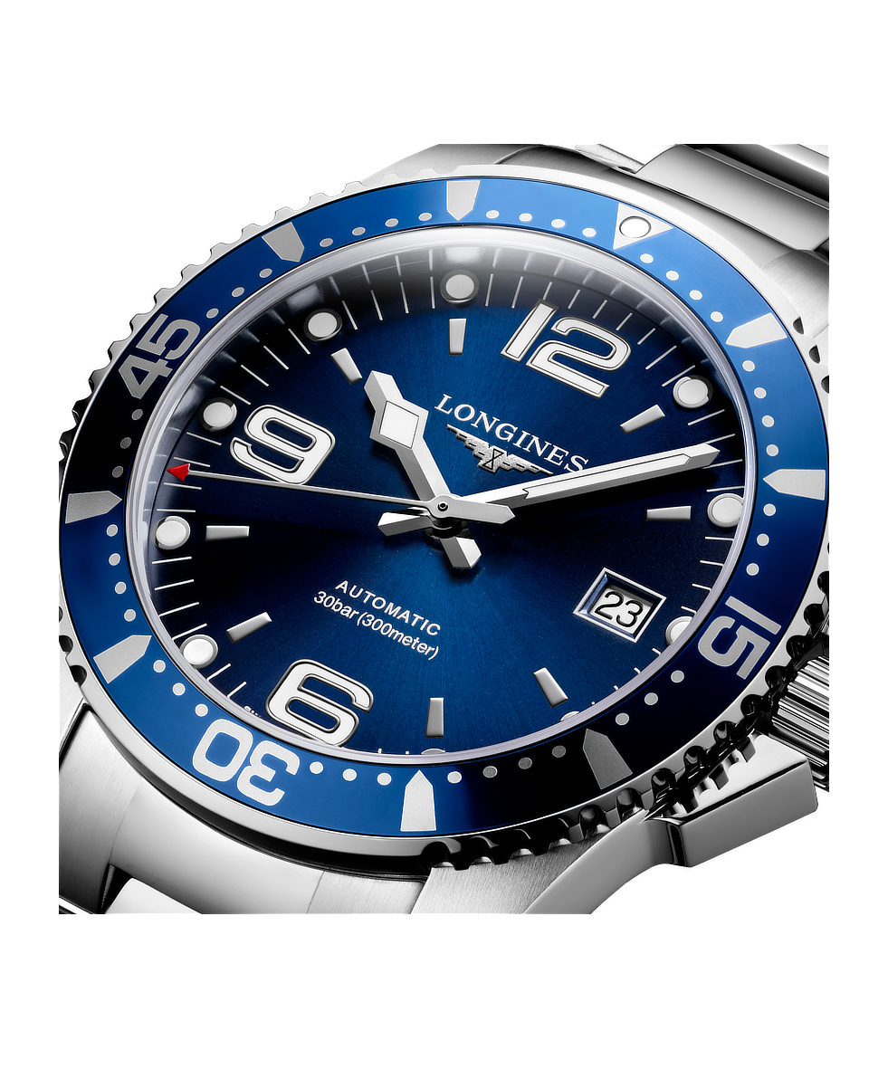 Longines Hydroconquest 41mm Blu Lunetta Alluminio Acciaio Automatico L3.742.4.96.6 | 41 mm 37517 - Longines Hydroconquest 41mm Blu Lunetta Alluminio Acciaio Automatico