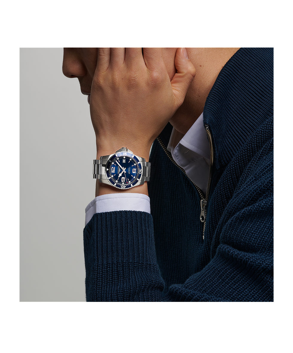 Longines Hydroconquest 41mm Blu Lunetta Alluminio Acciaio Automatico L3.742.4.96.6 | 41 mm 37518 - Longines Hydroconquest 41mm Blu Lunetta Alluminio Acciaio Automatico