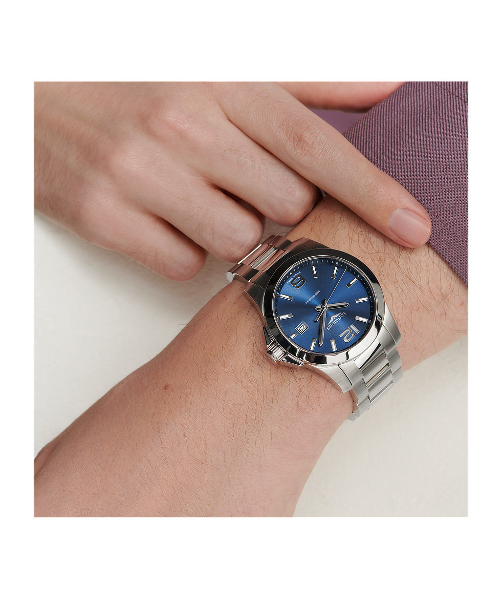 Longines Conquest 41mm Blu Acciaio Quarzo L3.759.4.96.6 | 41 mm 37439 - Longines Conquest 41mm Blu Acciaio Quarzo