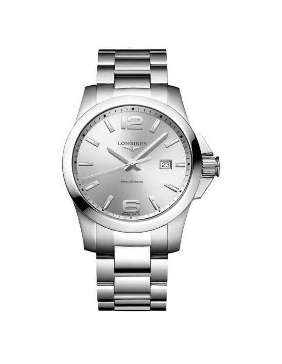 Orologio Longines Conquest Argento 43mm Acciaio Quarzo L3-760-4-76-6 - Vista frontale