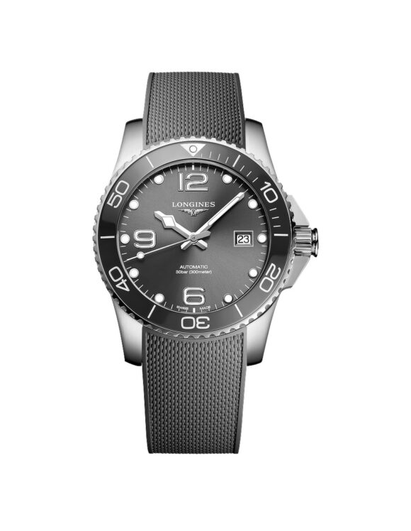 Orologio Longines Hydroconquest Grigio 41mm Gomma L3-781-4-76-9 - Vista frontale