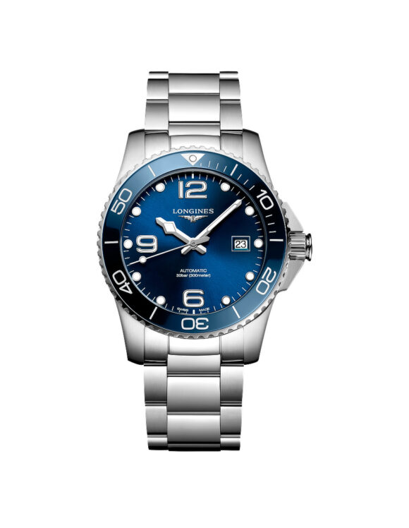 Orologio Longines Hydroconquest Blu 41mm L3-781-4-96-6 - Vista frontale su sfondo bianco