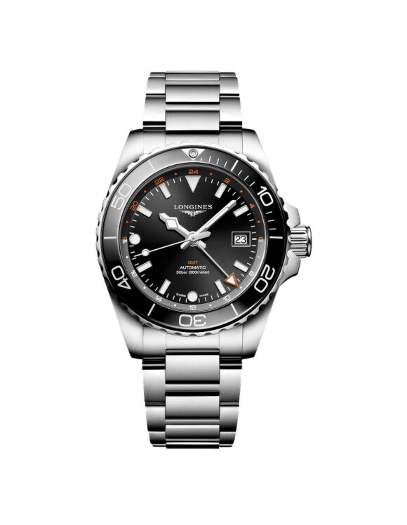 Orologio Longines Hydroconquest GMT Nero 41mm Acciaio Lunetta Ceramica L3-790-4-56-6 - Vista frontale
