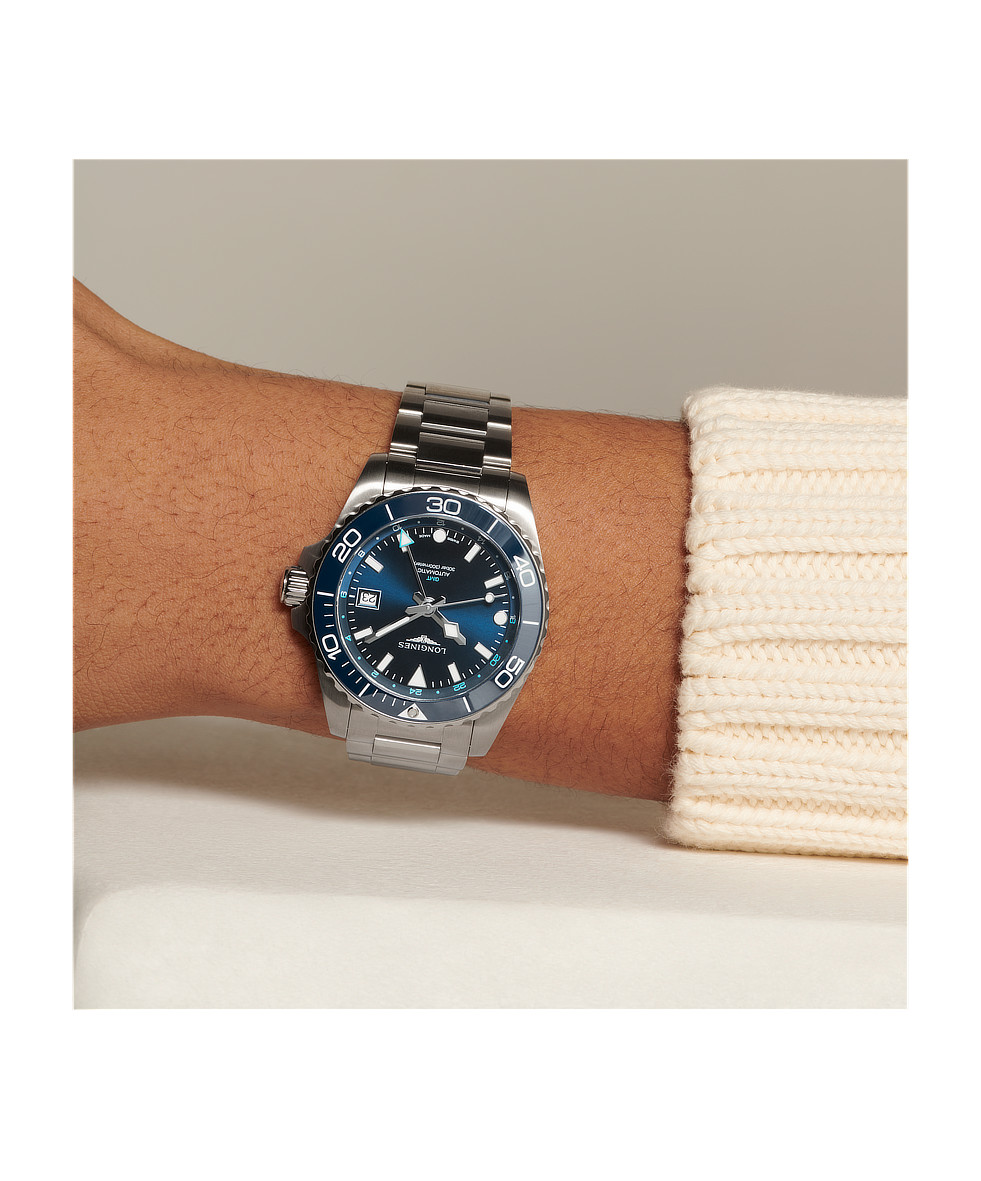 Longines Hydroconquest GMT 41mm Blu Lunetta Ceramica Acciaio Automatico L3.790.4.96.6 | 41 mm 37591 - Longines Hydroconquest GMT 41mm Blu Lunetta Ceramica Acciaio Automatico