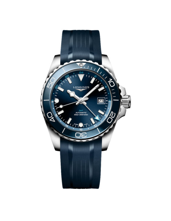 Orologio Longines Hydroconquest GMT Blu 41mm Gomma Lunetta Ceramica L3-790-4-96-9 - Vista frontale