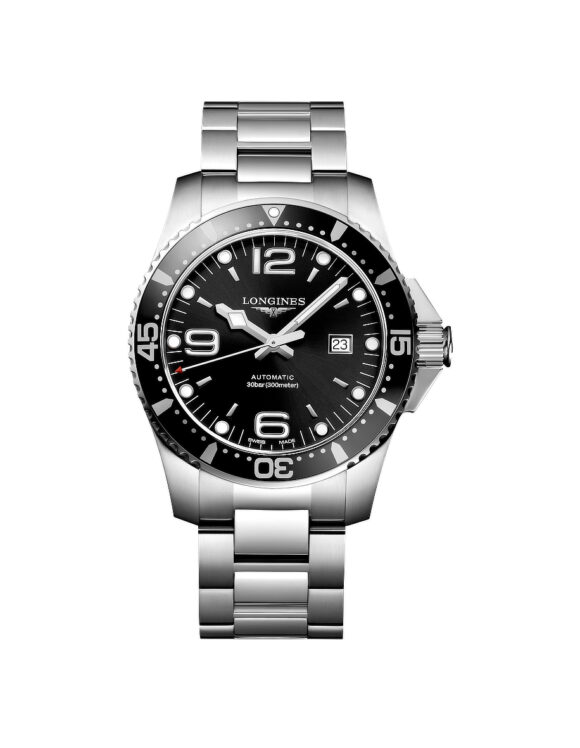 Orologio Longines Hydroconquest Nero 44mm Automatico Lunetta Alluminio L3-841-4-56-6 - Vista frontale