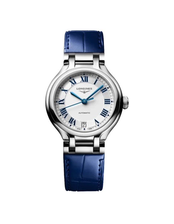 Orologio Longines Primaluna 34mm Argento Cinturino Pelle Automatico L8-124-4-71-2 - Vista frontale