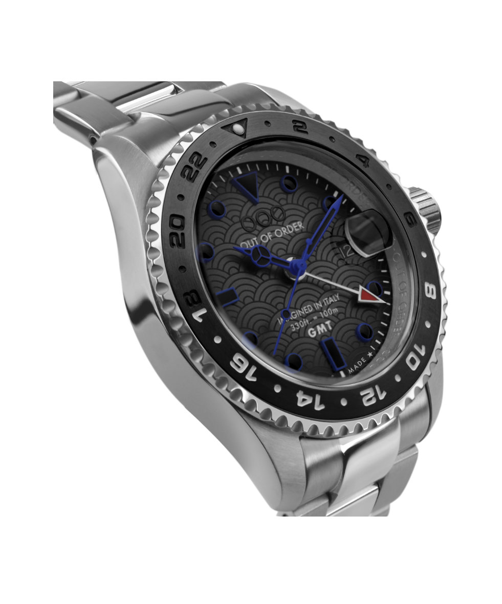 Out of Order Swiss GMT Tokyo Shibuya Ultra Brushed Quartz Gmt 44mm OOO.001-19.TS.SS | 44 mm 35906 - Out of Order Swiss GMT Tokyo Shibuya Ultra Brushed Quartz Gmt 44mm