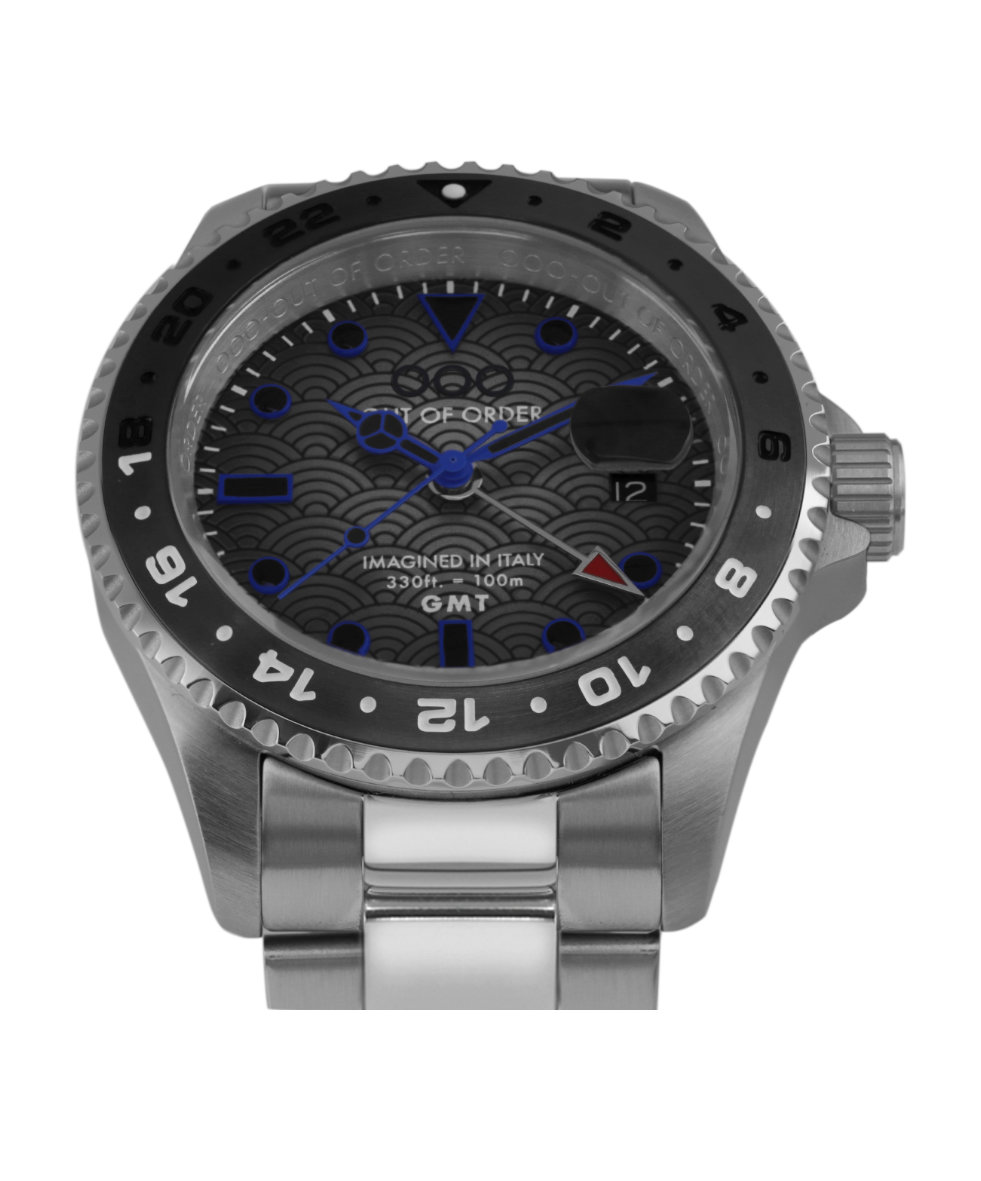 Out of Order Swiss GMT Tokyo Shibuya Ultra Brushed Quartz Gmt 44mm OOO.001-19.TS.SS | 44 mm 35908 - Out of Order Swiss GMT Tokyo Shibuya Ultra Brushed Quartz Gmt 44mm