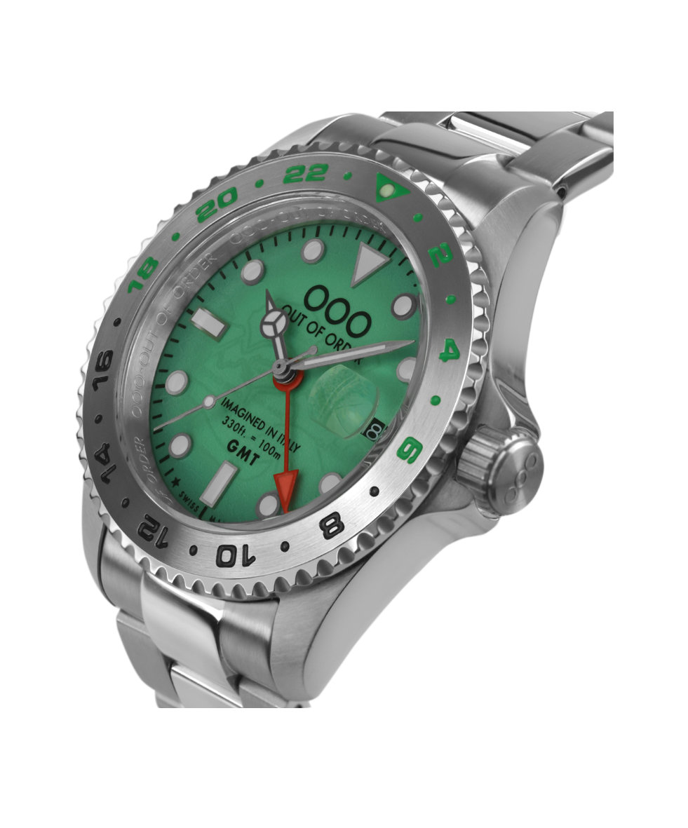 Out of Order Swiss GMT Venezia Ultra Brushed Quartz Gmt 44mm OOO.001-19.VE.SS | 44 mm 35910 - Out of Order Swiss GMT Venezia Ultra Brushed Quartz Gmt 44mm
