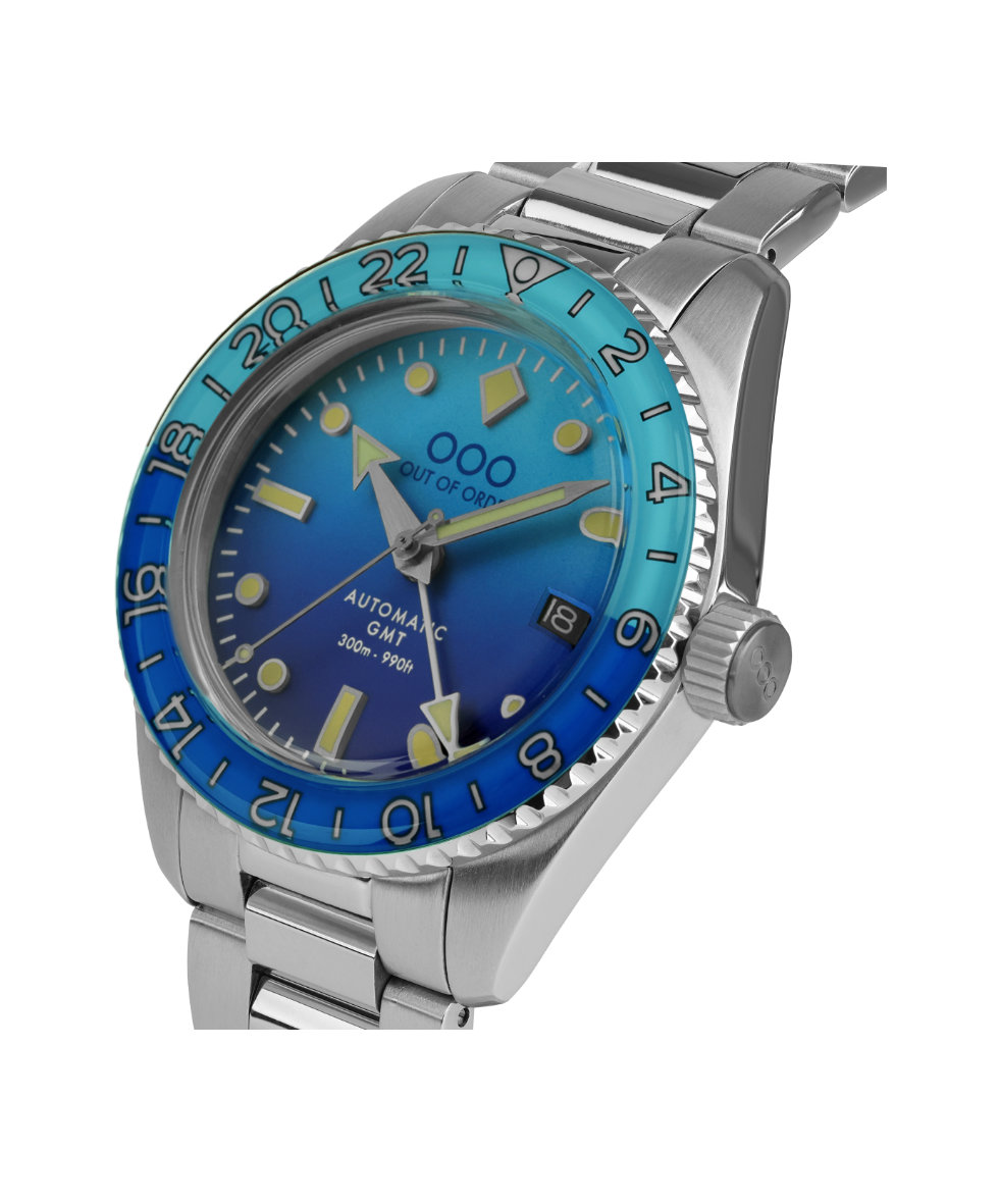 Out of Order Shaker Bombablu Ultra Brushed Auto Gmt 40mm OOO.001-25.BB.BAND.SS | 40 mm 35870 - Out of Order Shaker Bombablu Ultra Brushed Auto Gmt 40mm