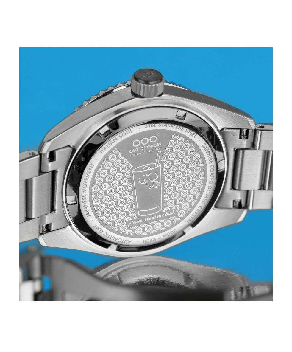 Out of Order Shaker Bombablu Ultra Brushed Auto Gmt 40mm OOO.001-25.BB.BAND.SS | 40 mm 35871 - Out of Order Shaker Bombablu Ultra Brushed Auto Gmt 40mm