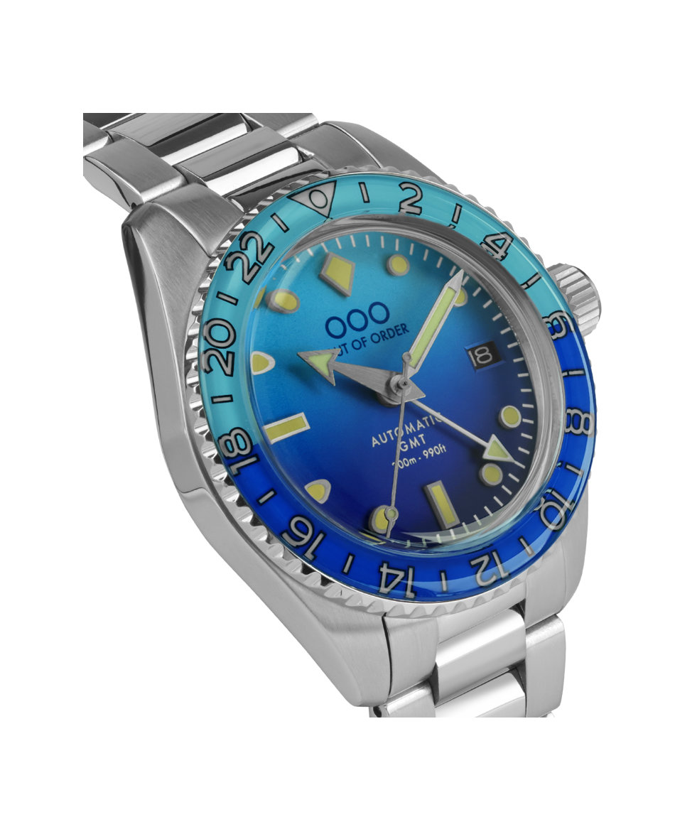 Out of Order Shaker Bombablu Ultra Brushed Auto Gmt 40mm OOO.001-25.BB.BAND.SS | 40 mm 35872 - Out of Order Shaker Bombablu Ultra Brushed Auto Gmt 40mm