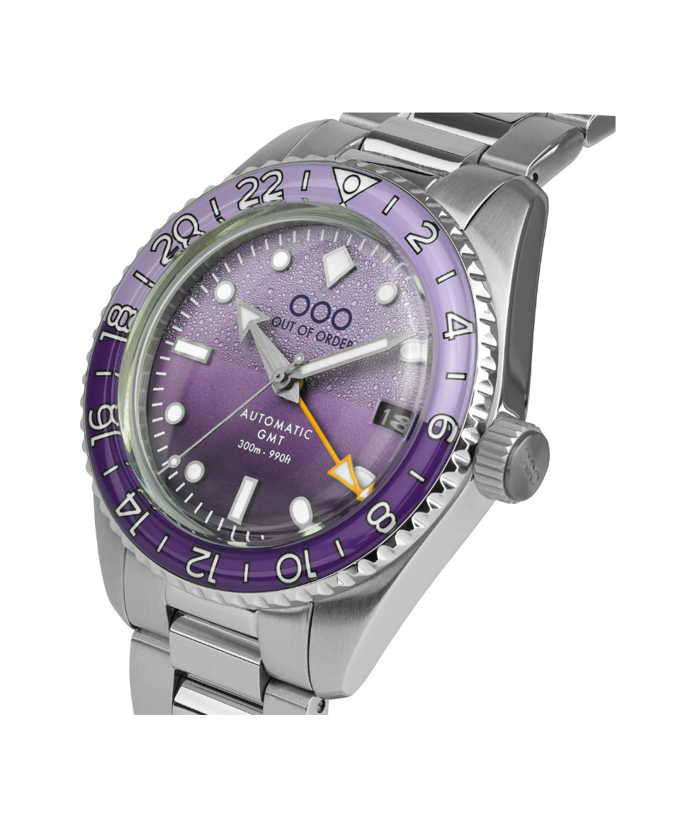 Out of Order Shaker Dark Violet Ultra Brushed Auto Gmt 40mm OOO.001-25.LA.BAND.SS | 40 mm 35874 - Out of Order Shaker Dark Violet Ultra Brushed Auto Gmt 40mm