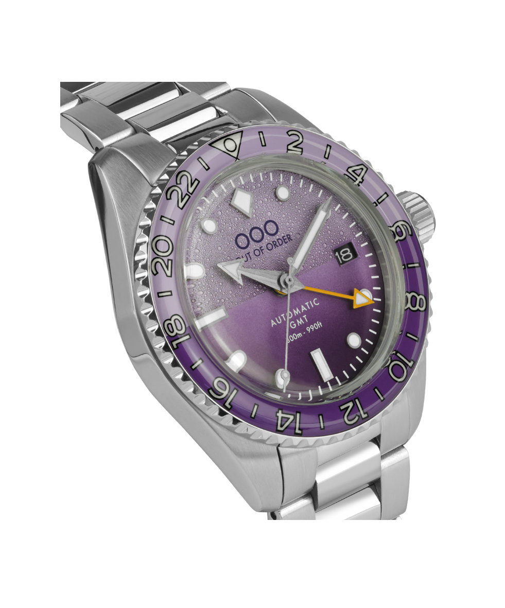 Out of Order Shaker Dark Violet Ultra Brushed Auto Gmt 40mm OOO.001-25.LA.BAND.SS | 40 mm 35876 - Out of Order Shaker Dark Violet Ultra Brushed Auto Gmt 40mm