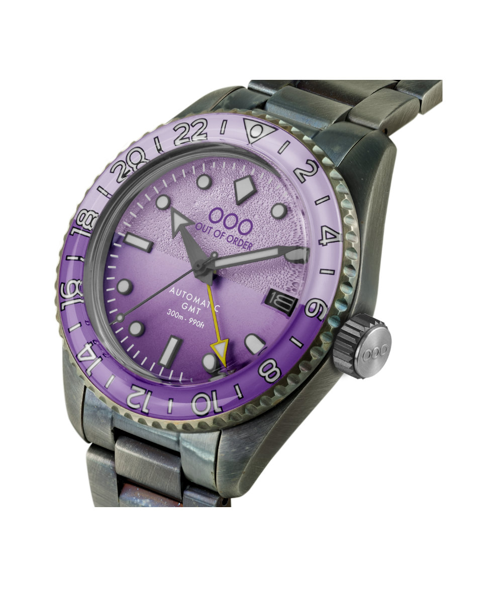 Out of Order Shaker Dark Violet Ultra Distressed Auto Gmt 40mm OOO.001-25.LA.BAND | 40 mm 35855 - Out of Order Shaker Dark Violet Ultra Distressed Auto Gmt 40mm