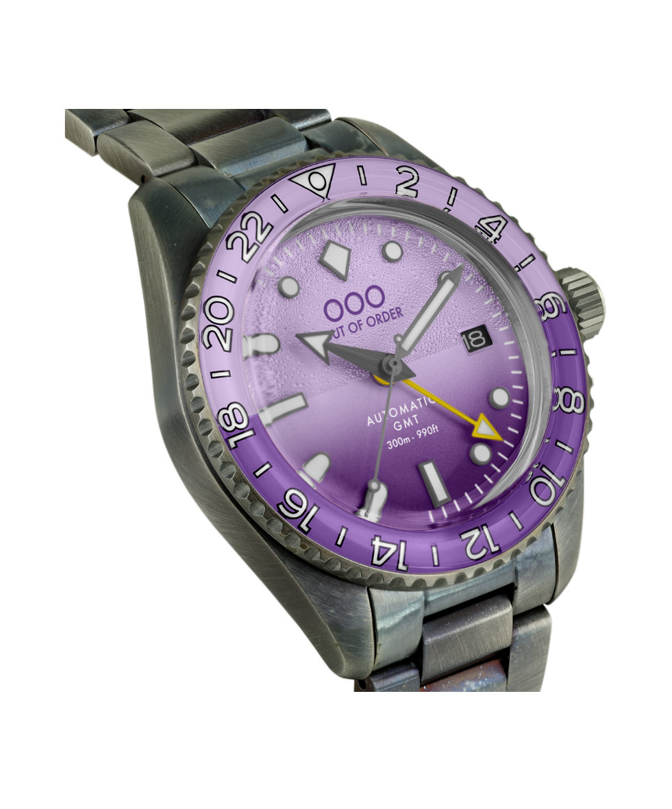 Out of Order Shaker Dark Violet Ultra Distressed Auto Gmt 40mm OOO.001-25.LA.BAND | 40 mm 35857 - Out of Order Shaker Dark Violet Ultra Distressed Auto Gmt 40mm